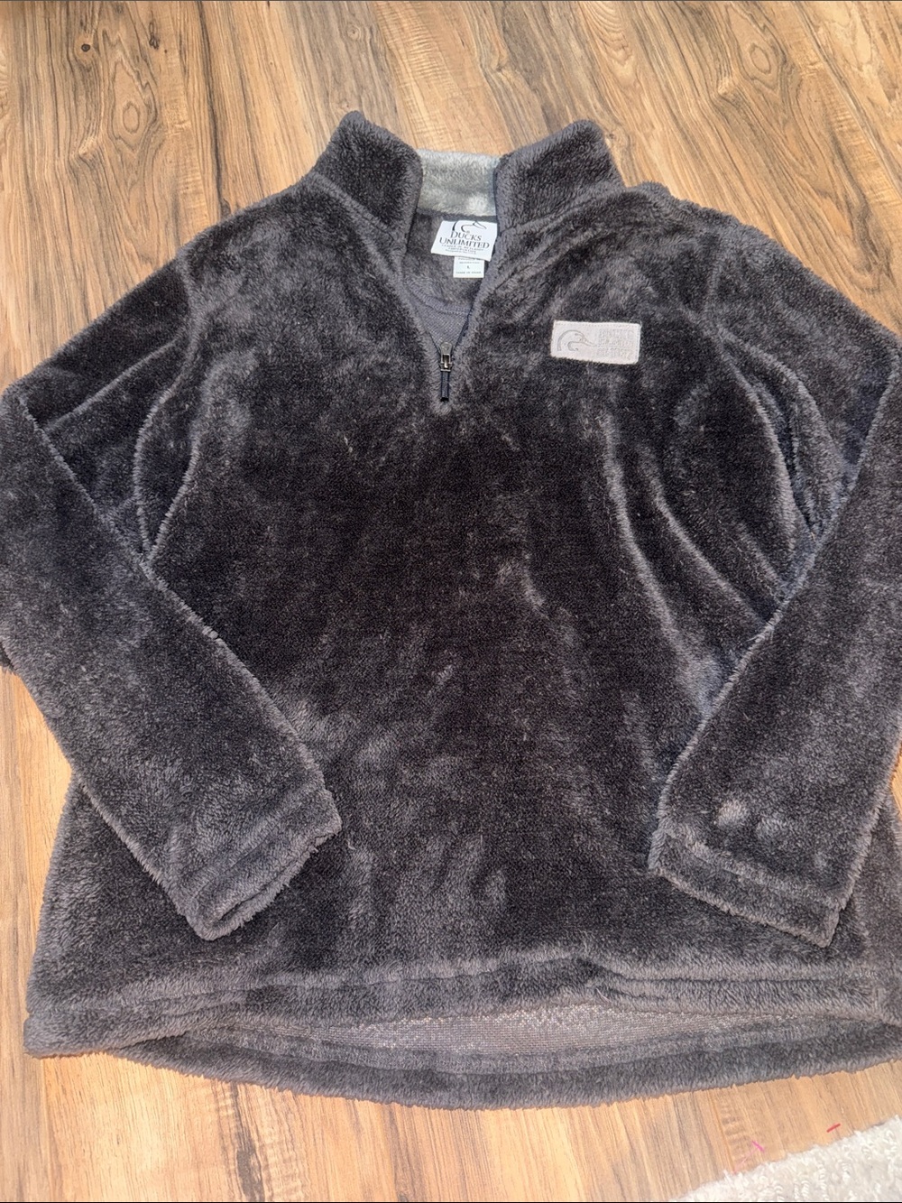 Ducks Unlimited Fleece Pullover Gray 1/4 Zip Size L
